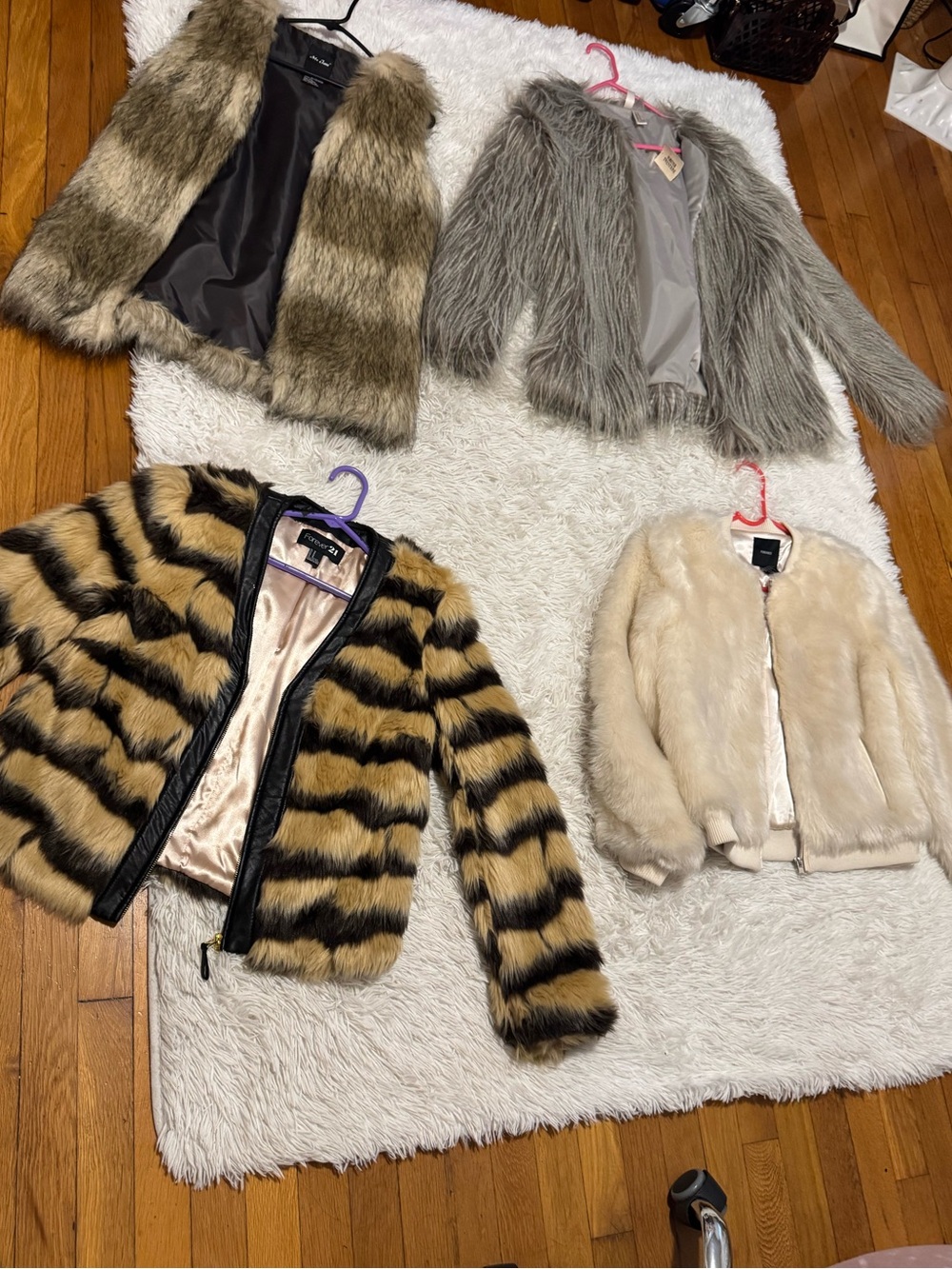 Forever 21 Faux Fur Jacket in Cream & Gray NWT Lot of 4 coats.